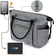 Load image into Gallery viewer, SMART Baby Bag with USB Port To Easily Charge Any Phone, Tablet, Rechargeable Breast Pump
