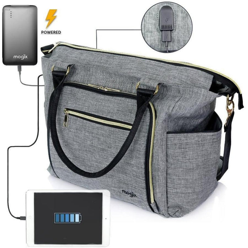 SMART Baby Bag with USB Port To Easily Charge Any Phone, Tablet, Rechargeable Breast Pump